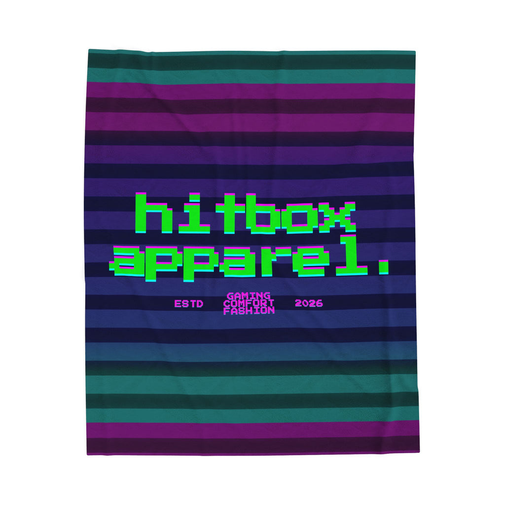 Retro 'HITBOX APPAREL' Velveteen Plush Blanket | Cozy Throw